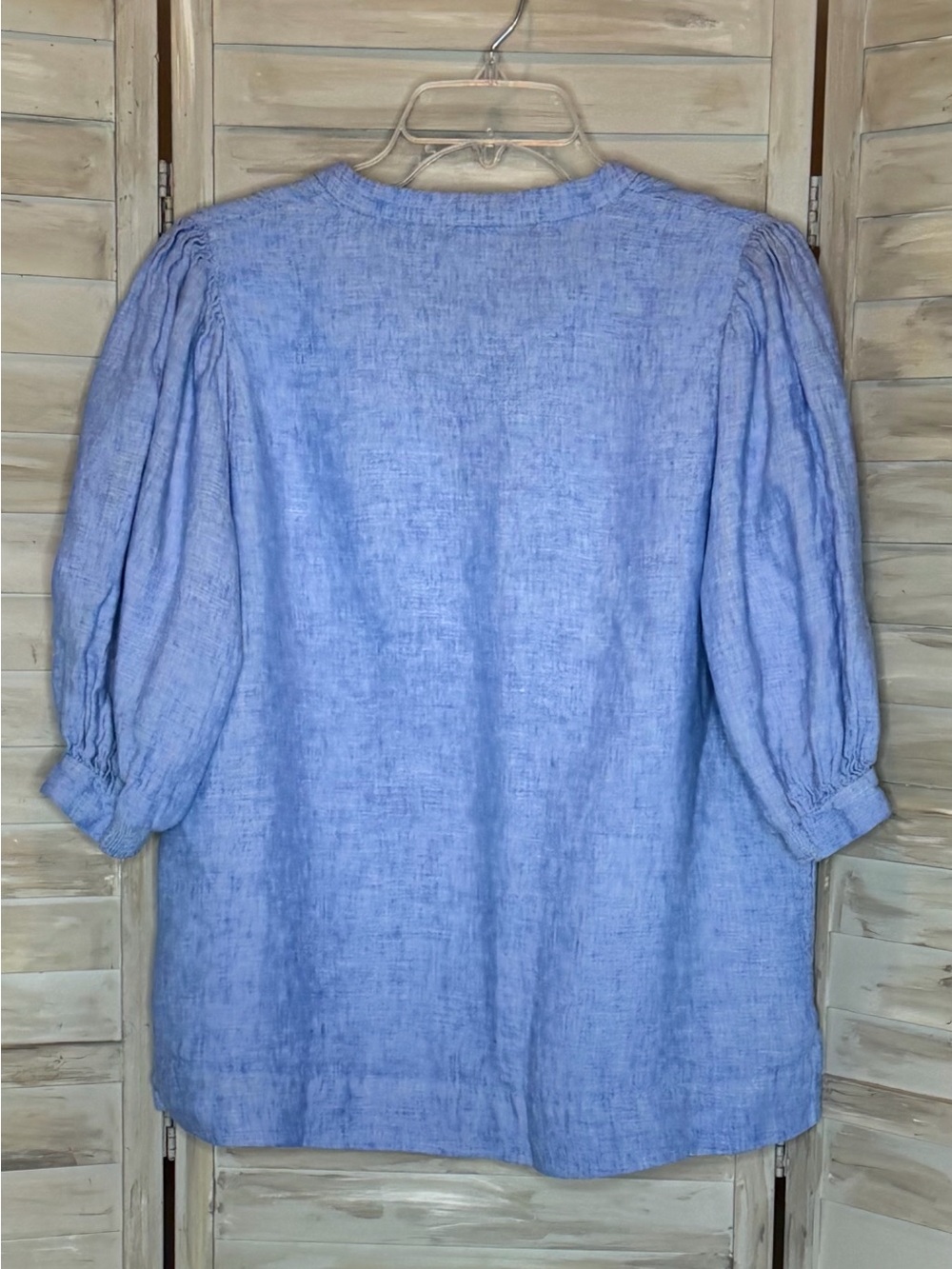 Lilly Pulitzer Mialeigh Linen Tunic Top Size 12 Puff Sleeve Beckon Blue EUC - Picture 5 of 9